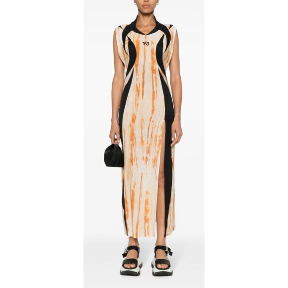 Adidas Y-3 Rust Dye Long Maxi Dress Woman Small Multicolor Bodycon Graphic Print - Picture 1 of 16
